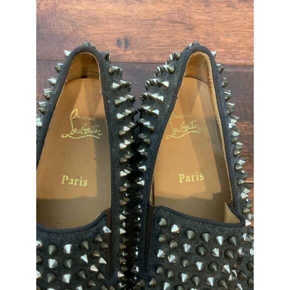 Christian Louboutin Men's Roller-Boat Gray Wool Spike Sneakers Size 8.5 | 41.5 - Picture 4 of 7